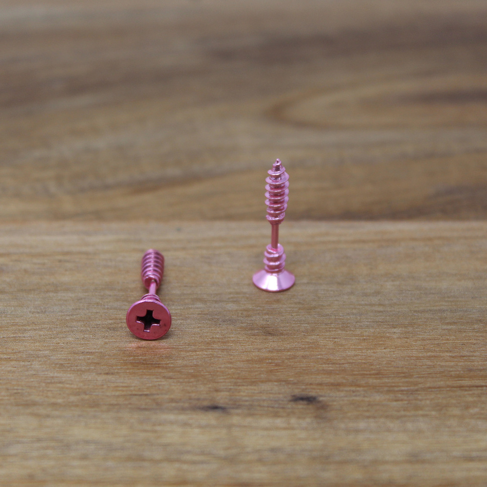 Screw Earrings (Pink)